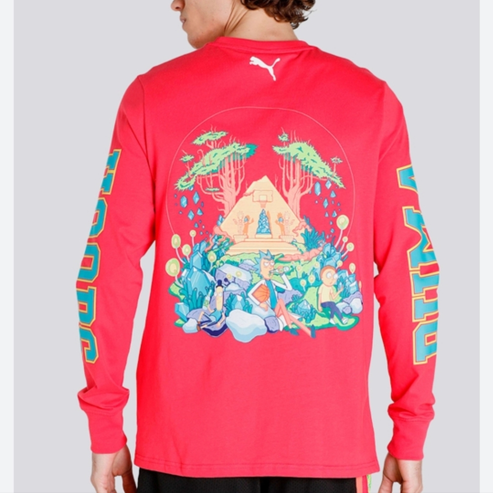 Puma X Rick and Morty Puma Hoops Collab Long Sleeve Tee Size Large
